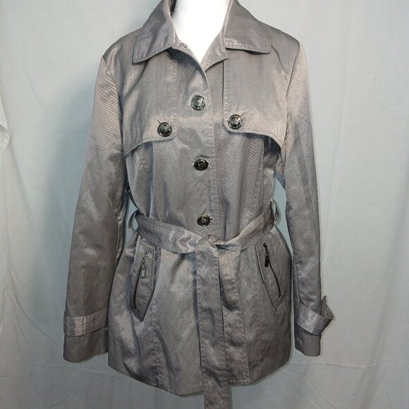 FLOWER BRAND TRENCH SYTLE, LIGHTWEIGHT, WOMENS, METALLIC SHEEN, SIZE SMALL - Picture 1 of 8
